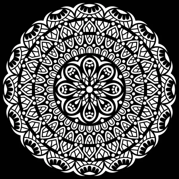 White Mandala Black Pattern Stencil Doodles Sketch Good Mood — Stock Vector