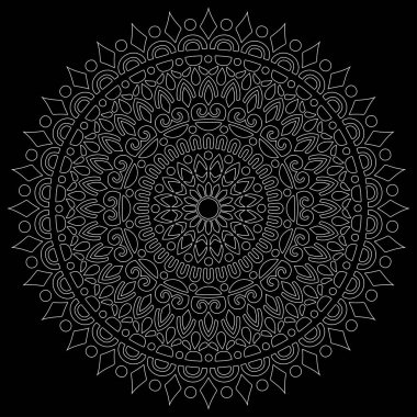 Siyah karalamalı beyaz çizgili mandala iyi bir ruh hali çizer.