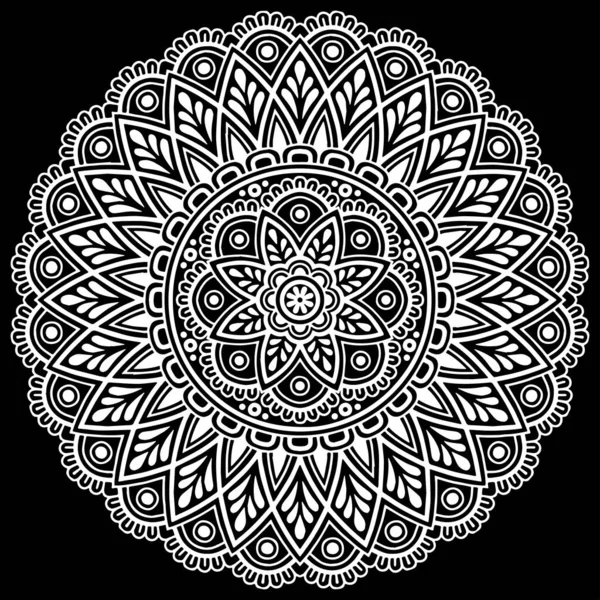 Mandala Motif Grand Noir Blanc Bonne Humeur — Image vectorielle