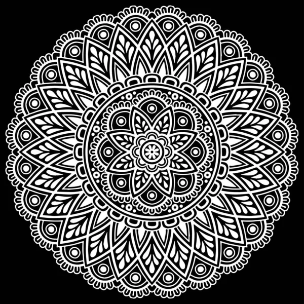 Mandala Patrón Grande Blanco Negro Buen Humor — Vector de stock