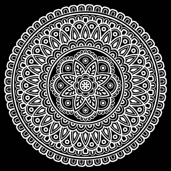 Mandala Patrón Grande Blanco Negro Buen Humor — Archivo Imágenes Vectoriales