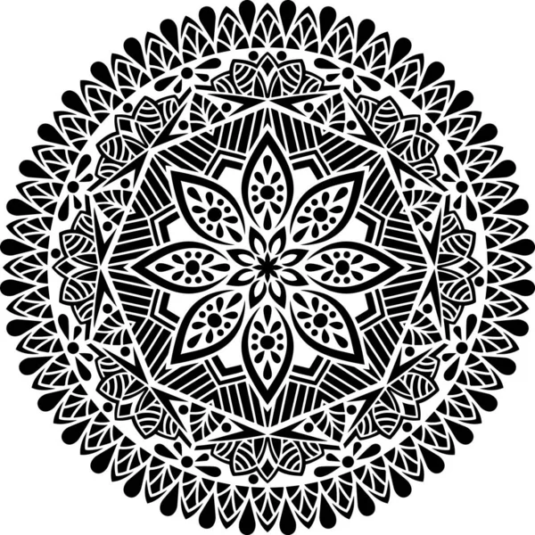 Mandala Pattern Stencil Scarabocchi Schizzo Buon Umore — Vettoriale Stock