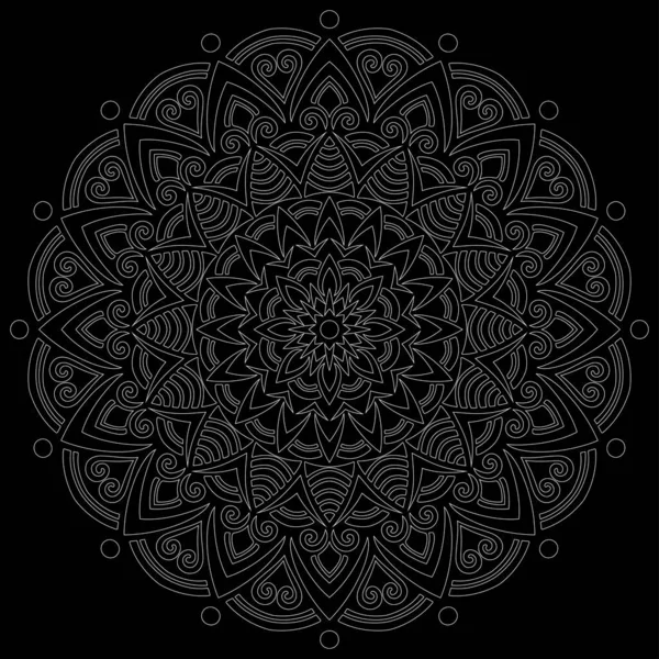 Blanco Contorno Mandala Negro Garabatos Bosquejo Buen Humor — Vector de stock