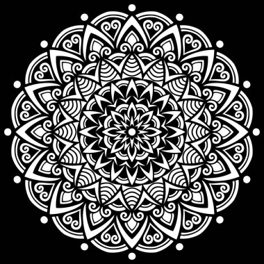 Siyah desenli beyaz mandala Şablon Karalamaları İyi ruh hali