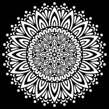 Siyah desenli beyaz mandala Şablon Karalamaları İyi ruh hali