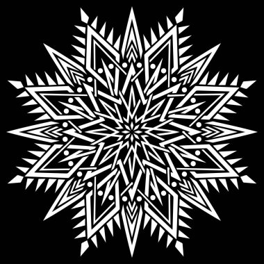 Siyah desenli beyaz mandala Şablon Karalamaları İyi ruh hali