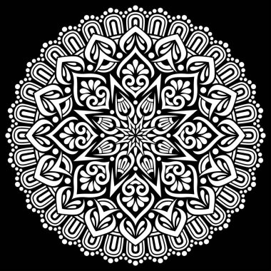 Siyah desenli beyaz mandala Şablon Karalamaları İyi ruh hali