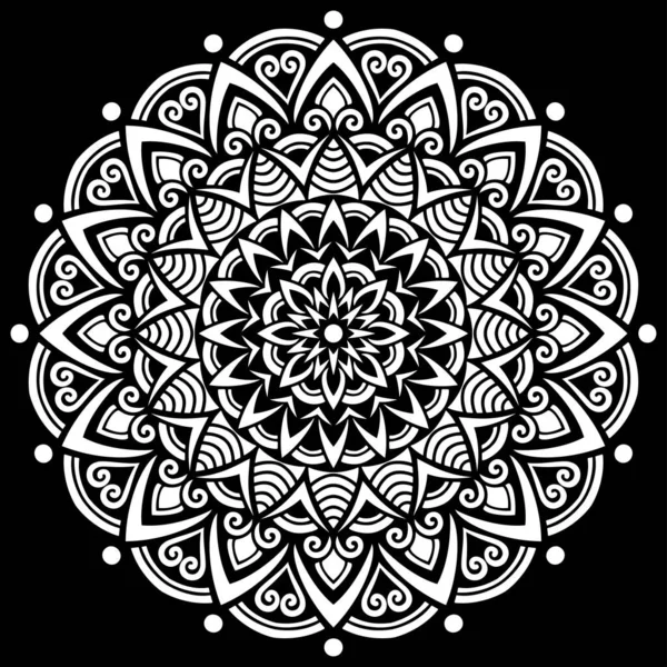 Mandala Blanc Sur Motif Noir Pochoir Doodles Croquis Bonne Humeur — Image vectorielle