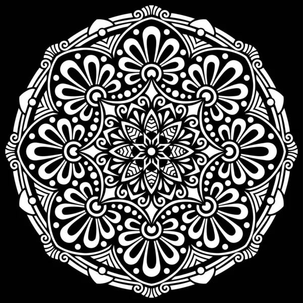 Witte Mandala Zwart Patroon Sjabloon Doodles Schets Goed Humeur — Stockvector