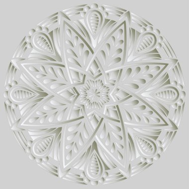 Mandala deseni beyaz 3D gradyan iyi ruh hali. Yaratıcı ve tebrik kartları, posterler, afişler, afişler ve kapaklar için iyidir.