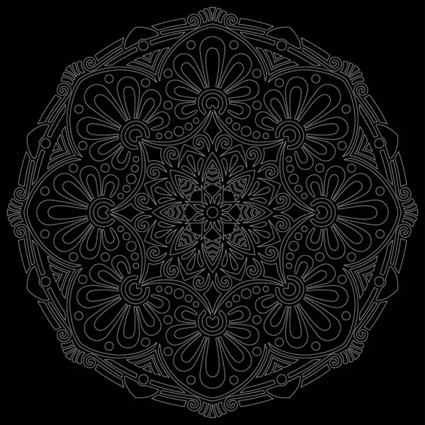 Blanco Contorno Mandala Negro Garabatos Bosquejo Buen Humor — Archivo Imágenes Vectoriales