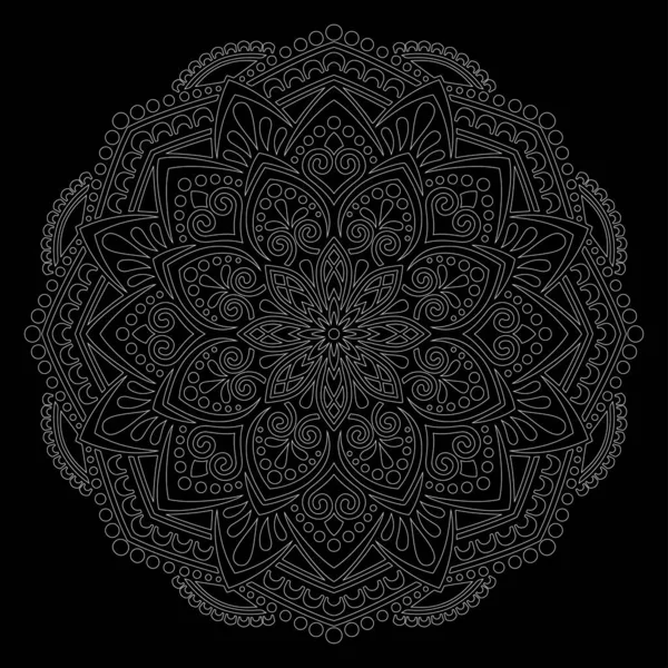 Fehér Vázlat Mandala Egy Fekete Firka Vázlat Hangulat — Stock Vector