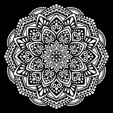 Siyah desenli beyaz mandala Şablon Karalamaları İyi ruh hali