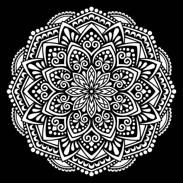 Mandala Branca Preto Padrão Estêncil Doodles Sketch Bom Humor —  Vetores de Stock