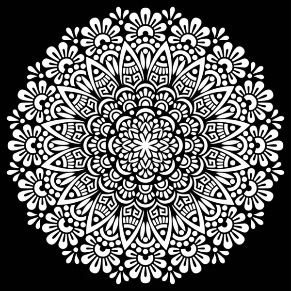 Witte Mandala Zwart Patroon Sjabloon Doodles Schets Goed Humeur — Stockvector