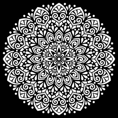 Siyah desenli beyaz mandala Şablon Karalamaları İyi ruh hali