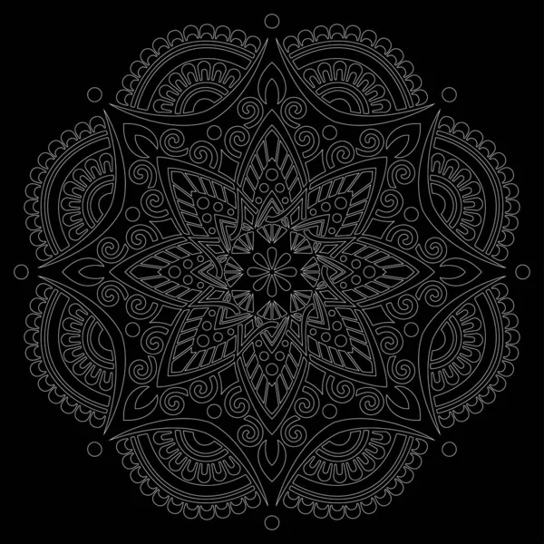 Mandala Contour Blanc Sur Croquis Griffes Noires Bonne Humeur — Image vectorielle