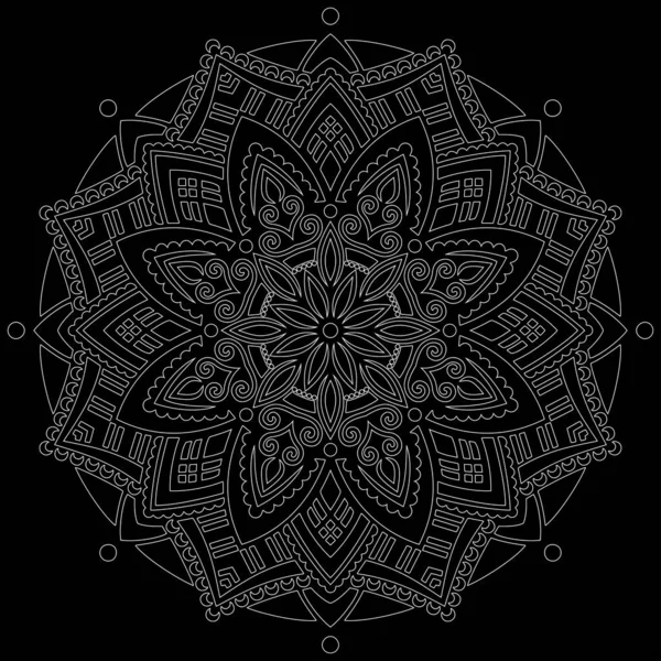 Mandala Contour Blanc Sur Croquis Griffes Noires Bonne Humeur — Image vectorielle