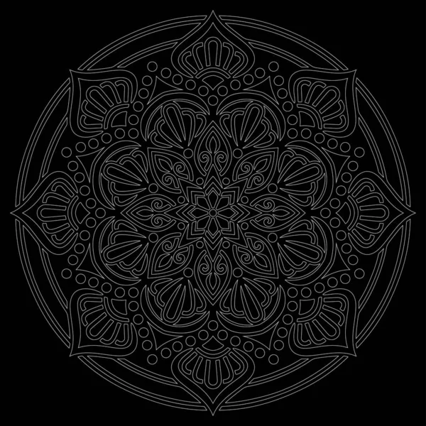 Mandala Contour Blanc Sur Croquis Griffes Noires Bonne Humeur — Image vectorielle