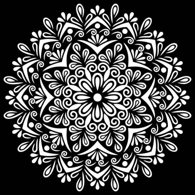 Siyah desenli beyaz mandala Şablon Karalamaları İyi ruh hali