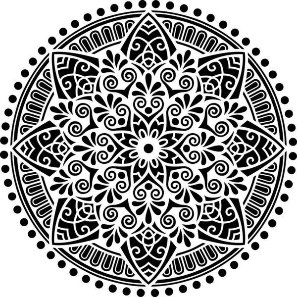 Mandala Pattern Stencil Scarabocchi Schizzo Buon Umore — Vettoriale Stock