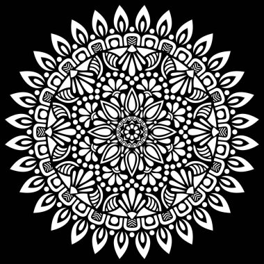 Siyah desenli beyaz mandala Şablon Karalamaları İyi ruh hali