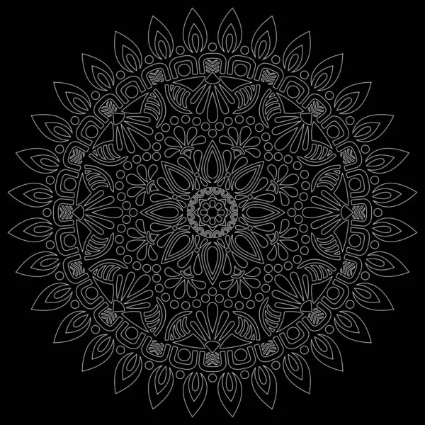 Mandala Contour Blanc Sur Croquis Griffes Noires Bonne Humeur — Image vectorielle