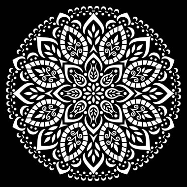 Siyah desenli beyaz mandala Şablon Karalamaları İyi ruh hali