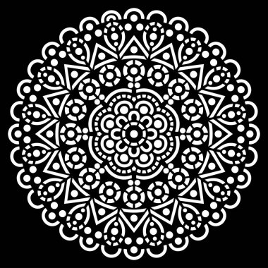 Siyah desenli beyaz mandala Şablon Karalamaları İyi ruh hali