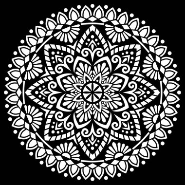 Siyah desenli beyaz mandala Şablon Karalamaları İyi ruh hali