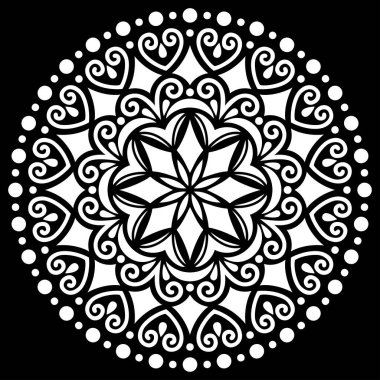 Siyah desenli beyaz mandala Şablon Karalamaları İyi ruh hali