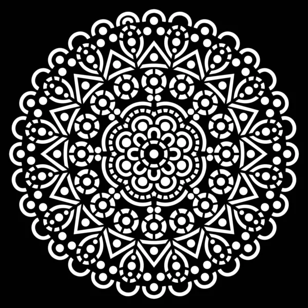 Siyah Desenli Beyaz Mandala Şablon Karalamaları Ruh Hali — Stok Vektör
