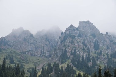 Kazakistan, Almaty dağlarda. Şimbulak (Çimbulak) bir Kayak Merkezi Yaz aylarında