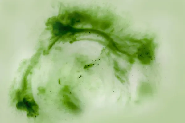 Abstract Aquarel Stroomt Het Mengen Van Melk Textuur Groene Kleur — Stockfoto