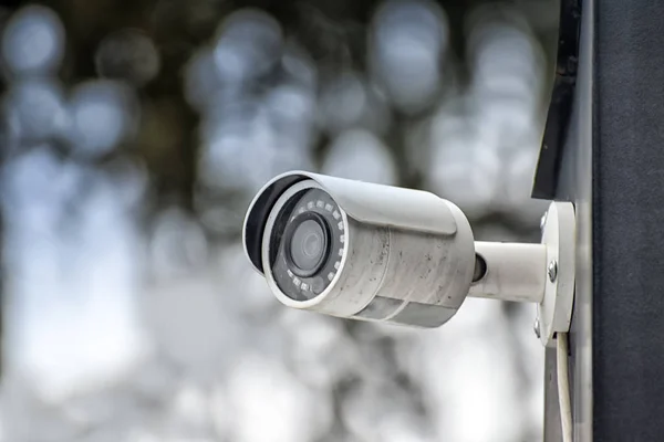 Sistema Seguridad Videovigilancia Aire Libre Cámara Seguridad Cctv Sobre Fondo —  Fotos de Stock