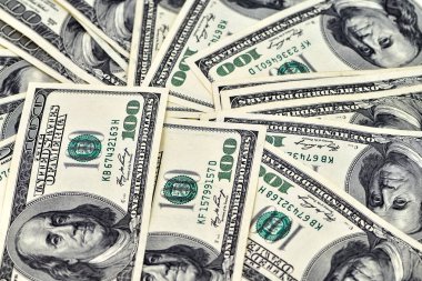 Amerikan dolarının dokusu. Yüz dolarlık banknotların para arka planı.