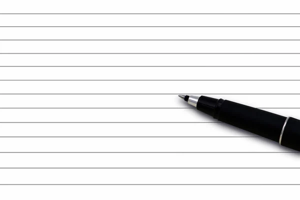 Black Pen White Sheet White Lined Sheet Paper — Stock Photo, Image