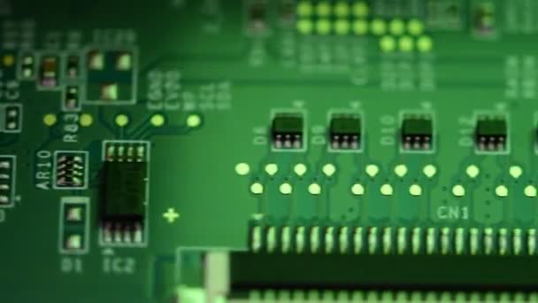 Placa Circuito Electrónico Tecnología Hardware Informático Chip Digital Experiencia Ciencias — Vídeo de stock