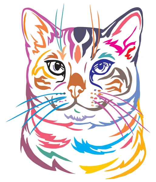 Colorful Decorative Portrait Profile Bengal Cat Contour Vector Isolated Illustration — Stock Vector