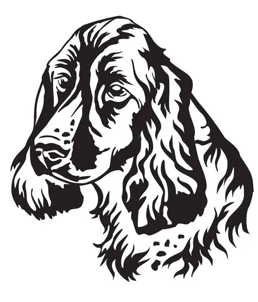 Декоративні Портрет Собаки Російський Спанієль Векторні Ізольованих Ілюстрації Чорного Кольору — стоковий вектор