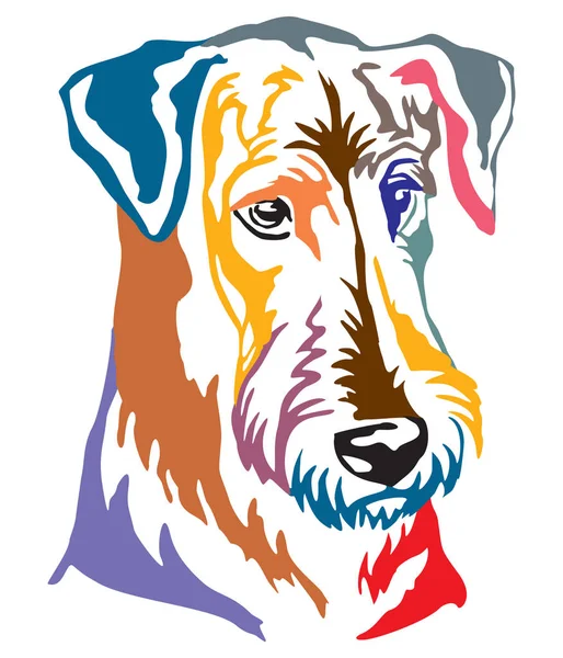 Colorido Retrato Decorativo Dog Airedale Terrier Ilustración Vectorial Diferentes Colores — Vector de stock