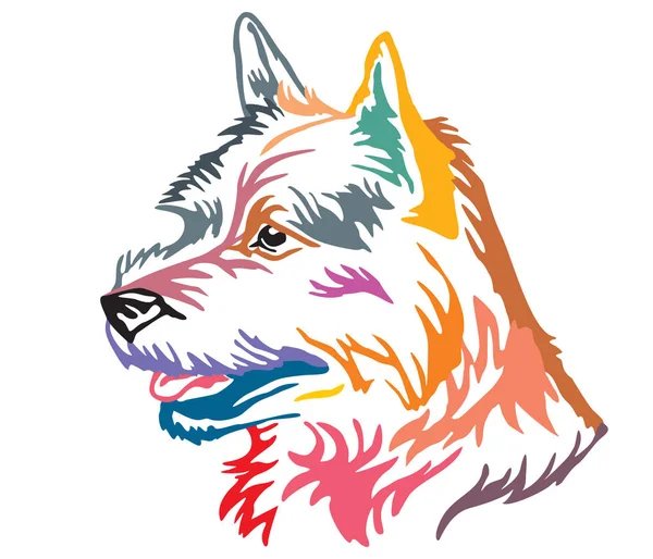 Colorido Retrato Decorativo Perfil Dog Norwich Terrier Ilustración Vectorial Diferentes — Vector de stock