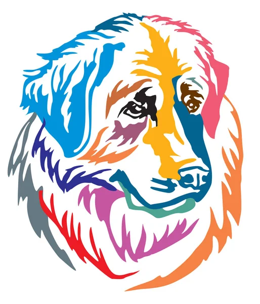 Buntes Dekoratives Porträt Des Hundes Leonberger Vektorillustration Verschiedenen Farben Isoliert — Stockvektor