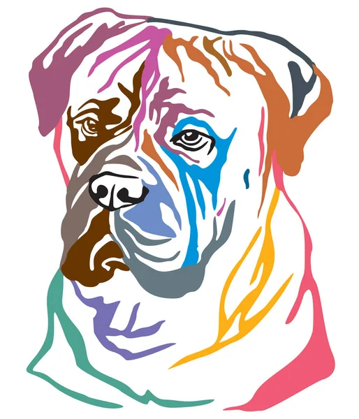 Retrato Decorativo Colorido Bullmastiff Dog Ilustração Vetorial Cores Diferentes Isoladas —  Vetores de Stock