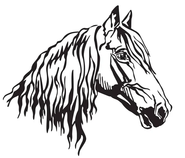 Decorative Portrait Profile Orlov Trotter Horse Vector Isolated Illustration Black — Stock Vector