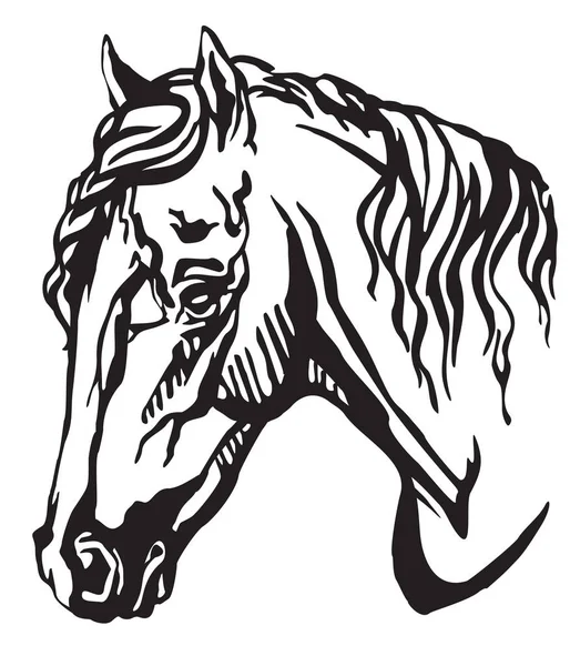 Retrato Decorativo Perfil Pony Galês Ilustração Vetorial Isolada Cor Preta — Vetor de Stock