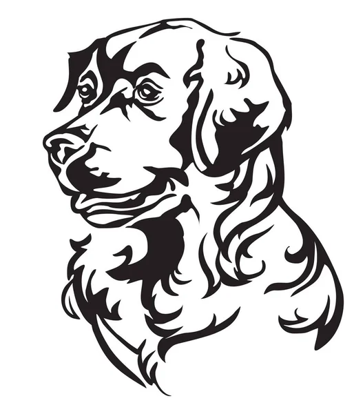 Decorative Portrait Profile Dog Golden Retriever Vector Isolated Illustration Black — Stock Vector