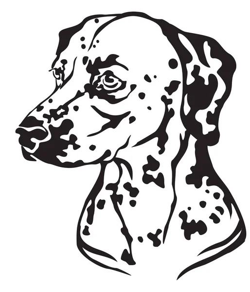 Retrato Decorativo Perfil Perro Dálmata Ilustración Vectorial Aislada Color Negro — Vector de stock