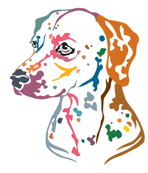 Colorful Decorative Portrait Profile Dog Dalmatian Vector Illustration Different Colors — Stock Vector