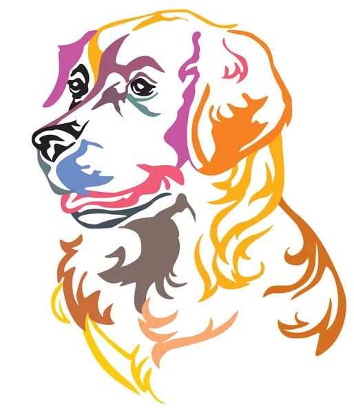 Ritratto Decorativo Colorato Nel Profilo Dog Golden Retriever Illustrazione Vettoriale — Vettoriale Stock